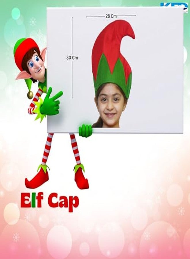 كاكو فانسي دريسيس قبعة قزم من كاكو للأطفال - إكسسوار تنكري لعيد الميلاد | قبعة سانتا ناعمة باللونين الأخضر والأحمر للحفلات واحتفالات عيد الميلاد - Image 3